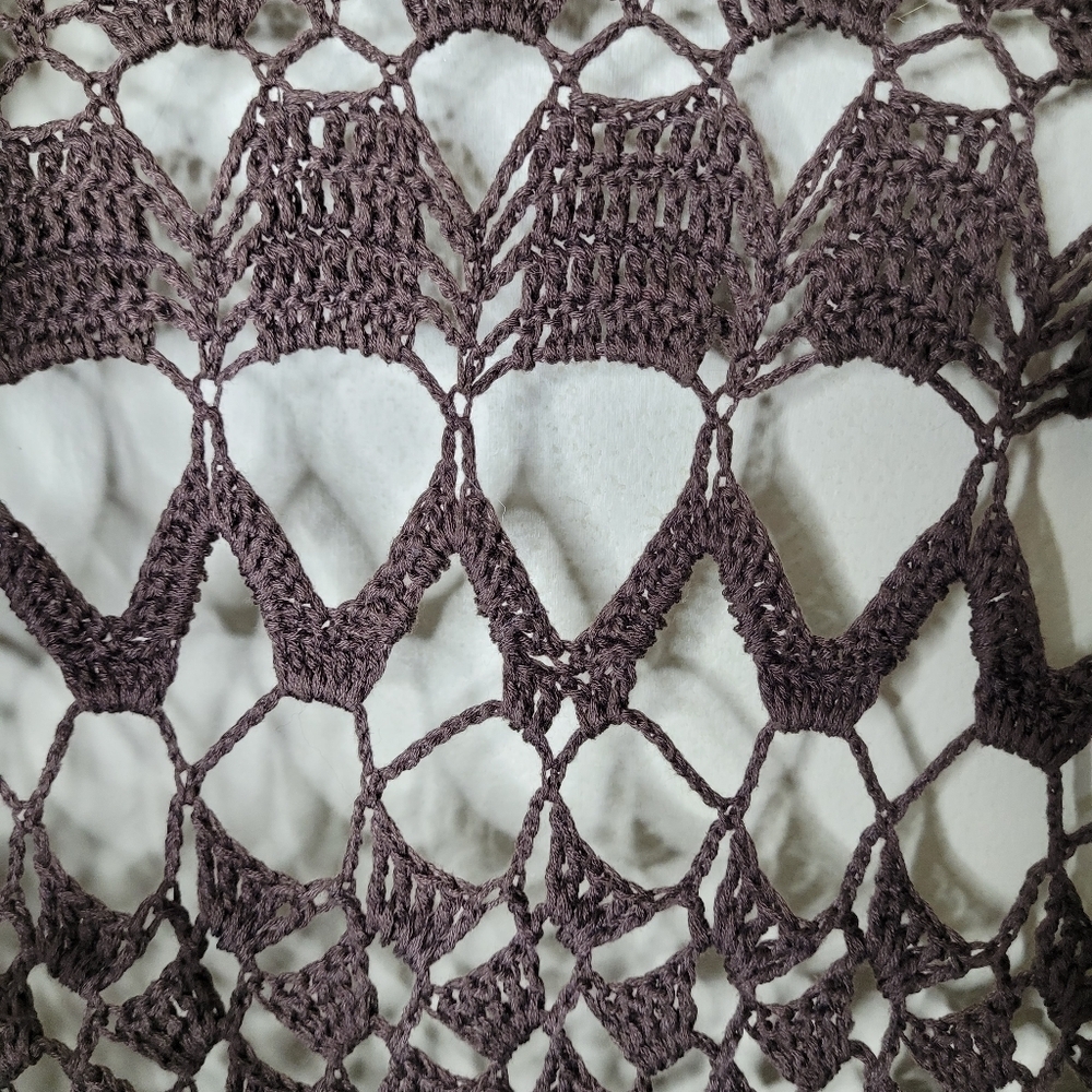 Caslon Brown Crochet Open Knit Cardigan Tie Front Shrug Size MP Petite - Picture 4 of 6